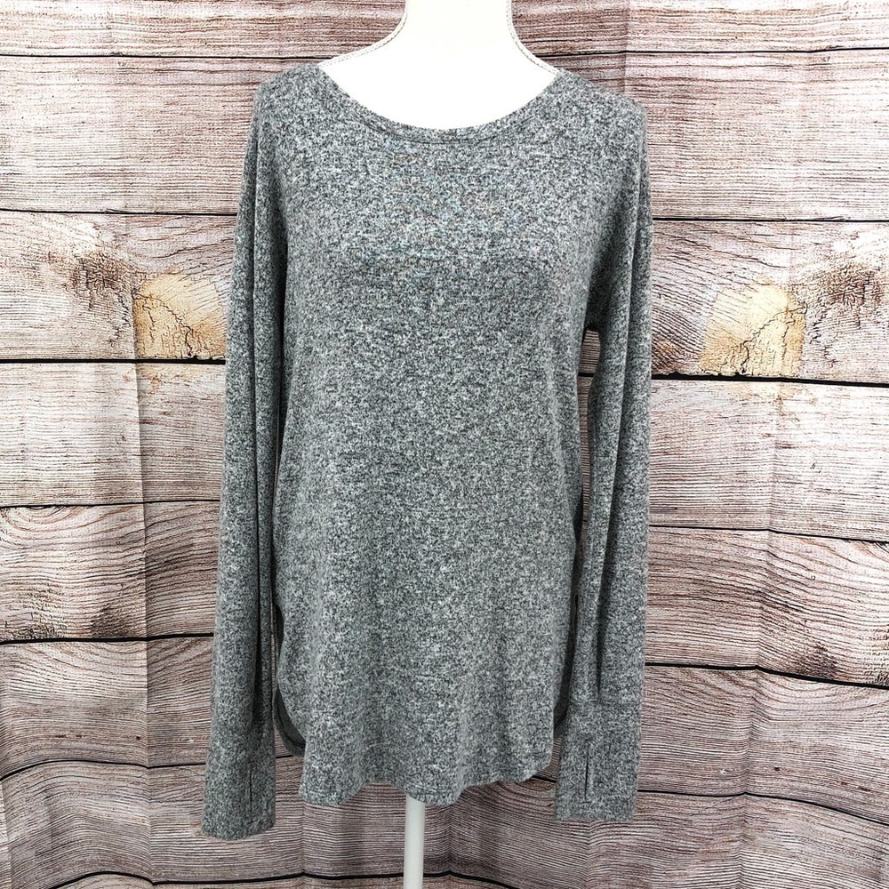 Athleta Heather Gray Luxe Pose Marled Sweater with Thumbholes Size S